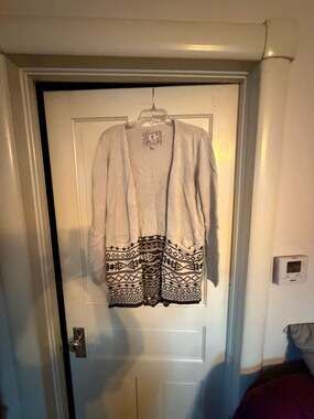 Element Eden Women's Geometric Tribal Pattern Open-Front Cardigan Sweater Size M